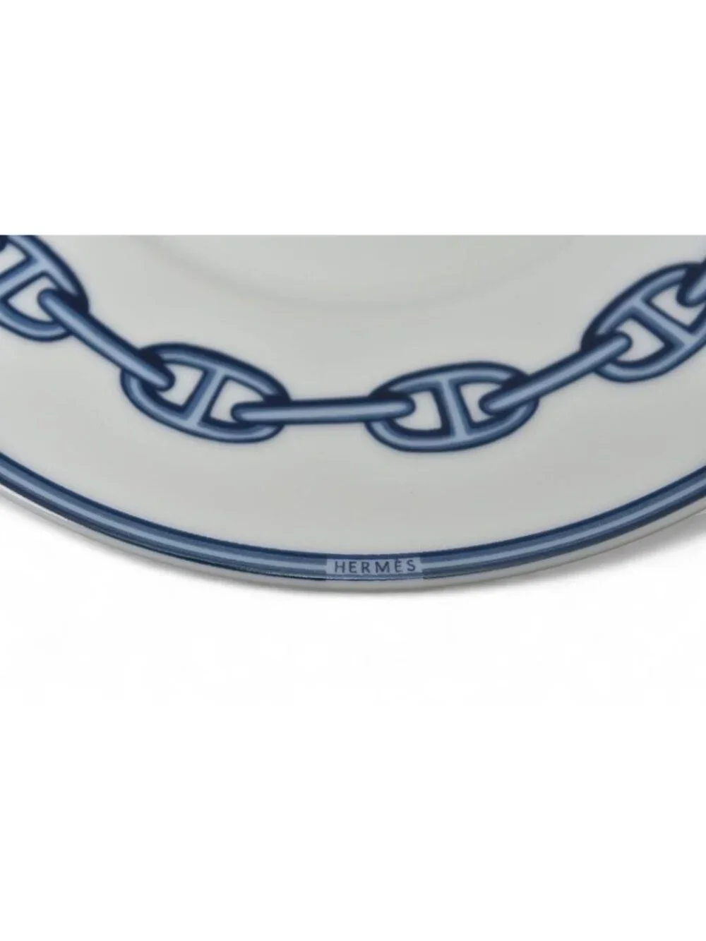 Hermes Set Of 2 Cups And Saucers Pottery Chaine D'Ancre Blue White